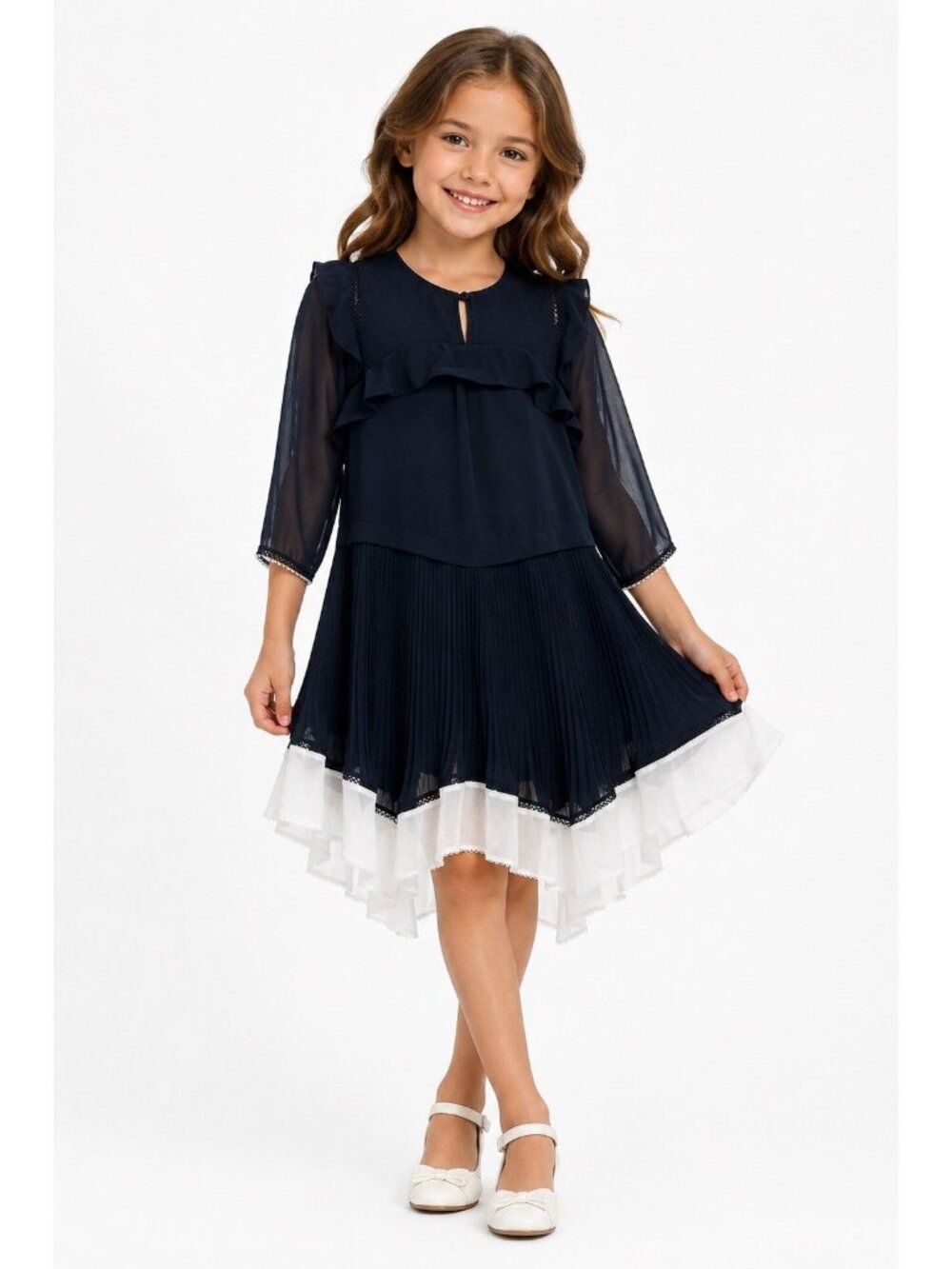 REISS TOBI JR dip hem navy blue dress 6 7 formal special occasion party